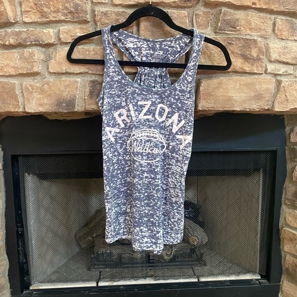 J. America Tops - J. America grey and white University of Arizona Wildcats razorback tank top. M
